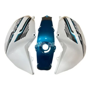 Tank Cover with Graphics for Yamaha FZ-S V2 | White & Blue/Cyan | Set of 3